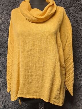 Cowl Neck Oversized Women's Sweater - Yellow